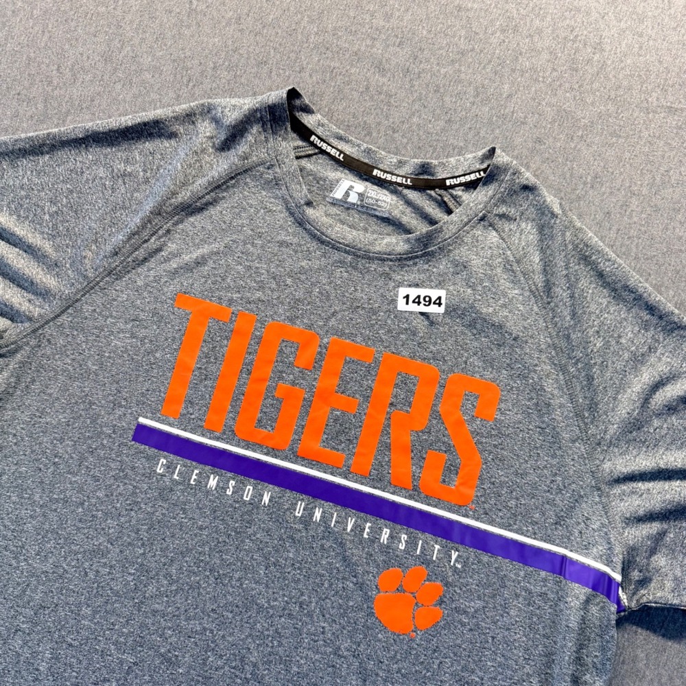 Russell Clemson University Tigers Heather Gray Performance T-Shirt Mens 2XL